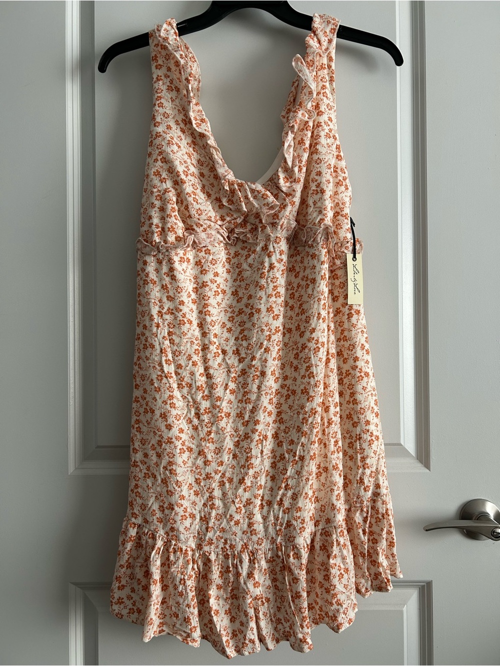 Liberty Love Cream Mini Dress with Orange Floral Print